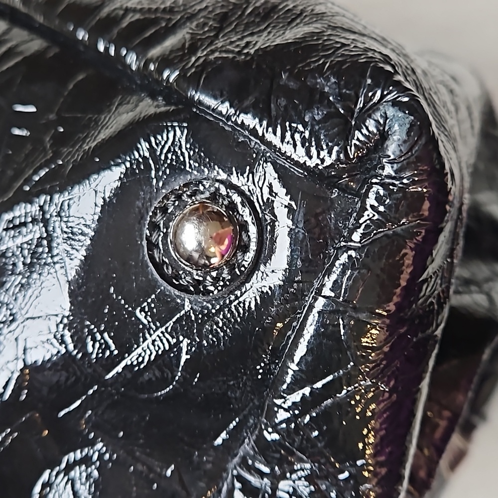 YSL Easy Y Logo Patent Leather Bag Black Silver - Picture 7 of 16